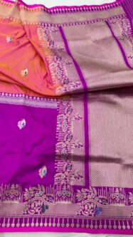 Magnificent Half Half Pure katan Silk Banarasi Handloom Handwoven Kadhwa Saree