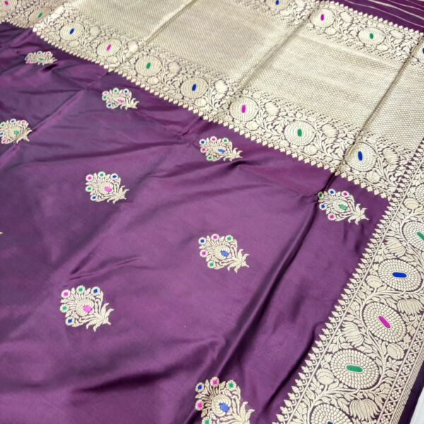 Home Beautiful Wine Pure Katan Silk Banarasi Handloom Handwoven Kadhwa Sarees,