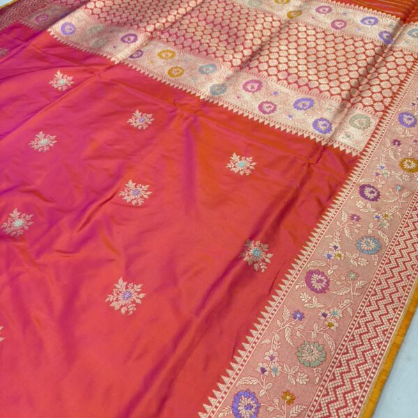 Beautiful Rust Orange Pure katan Silk Banarasi Handloom Handwoven Kadhwa Sarees,